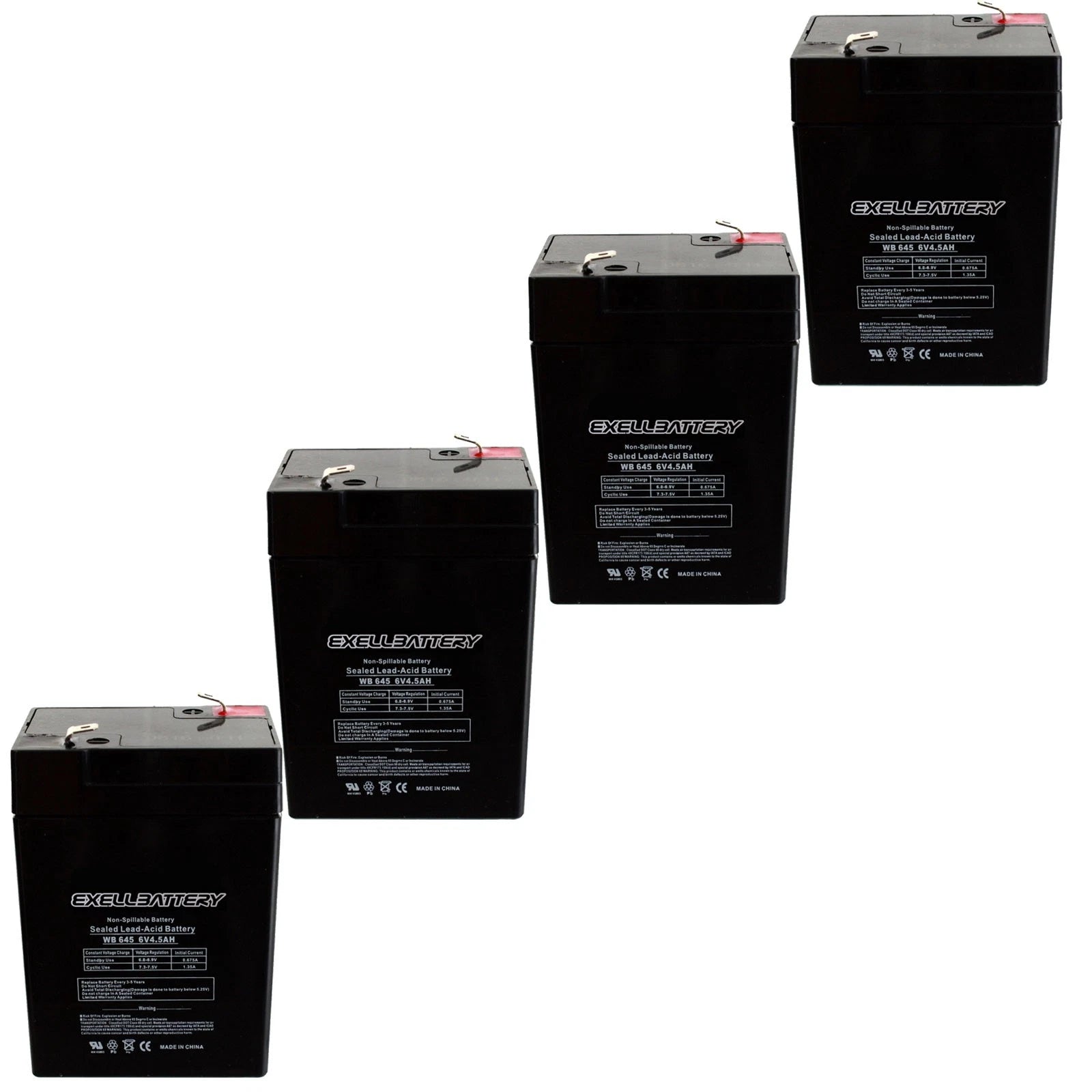 6V 4.5Ah Emergency Exit Lighting SLA Battery - PACK OF 4 BATTERIES