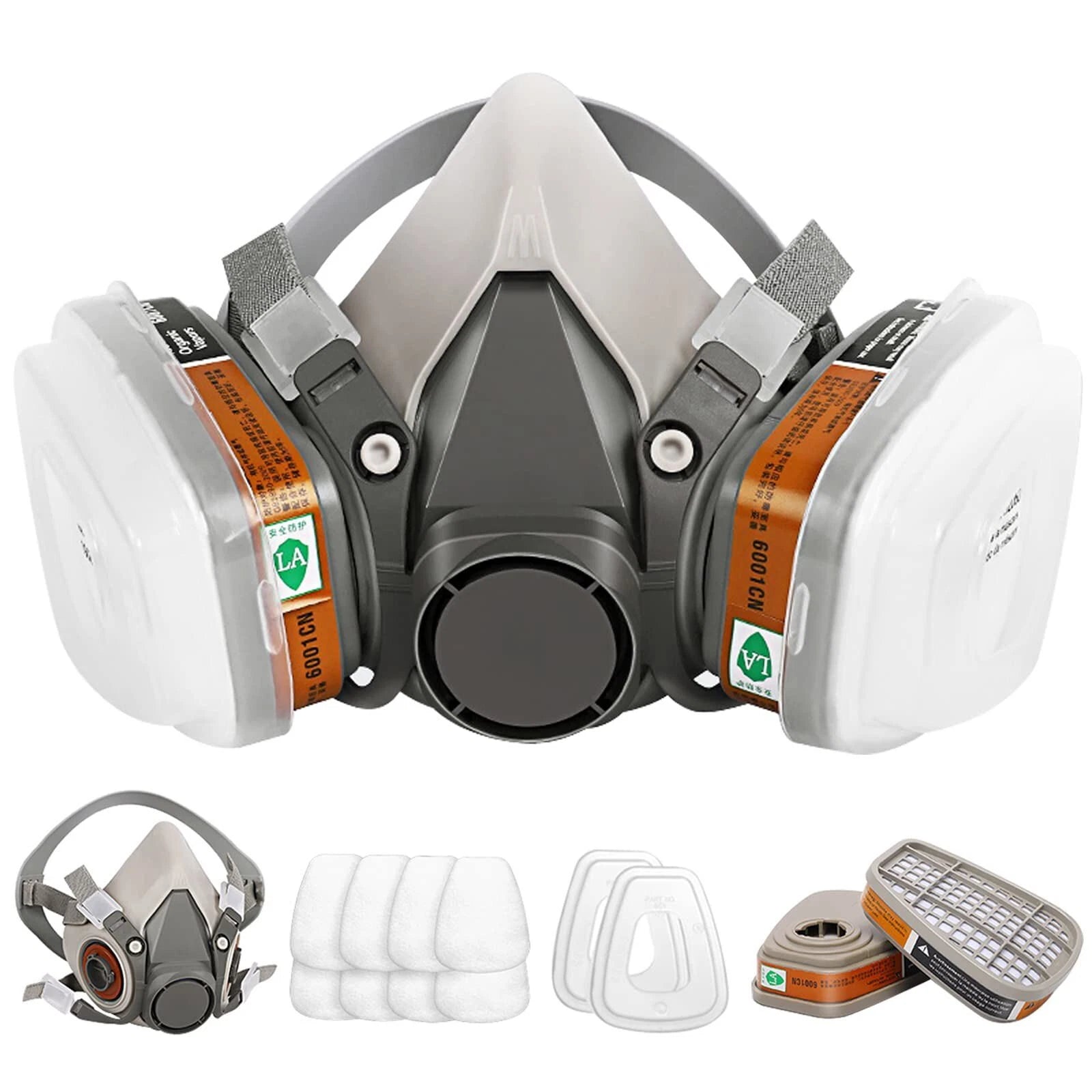 17 in1 Half Face Gas Mask Facepiece Spray Painting Respirator Safety Suit F 6200