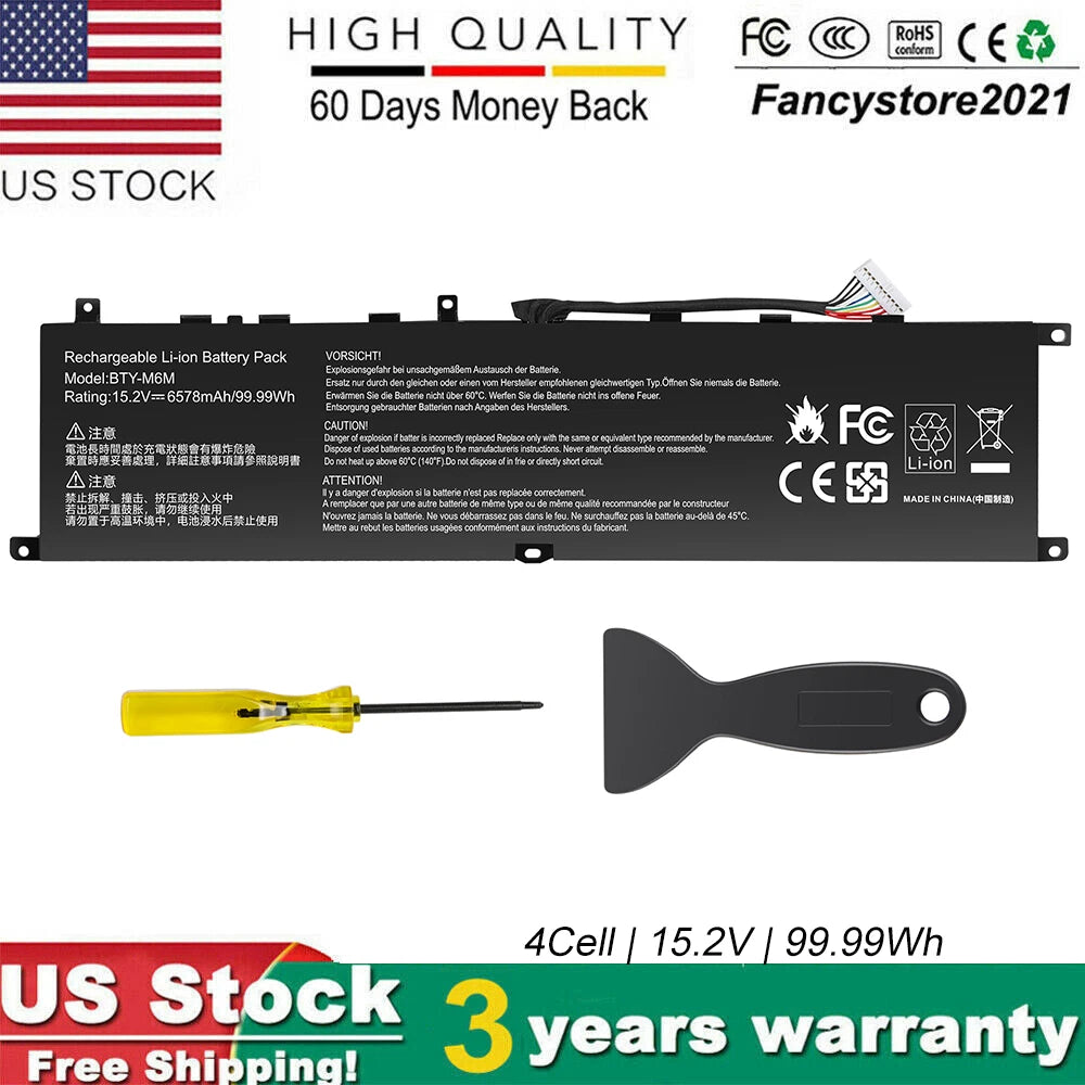 BTY-M6M Battery for MSI GS66 Stealth 10SF 10SFS 10SGS GE66 Raider 10SD 10SE GE76