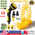 Recoil Garden Water Hose,EVA Curly Water Hose w/10 Modes Spray Nozzle, Hose Coil