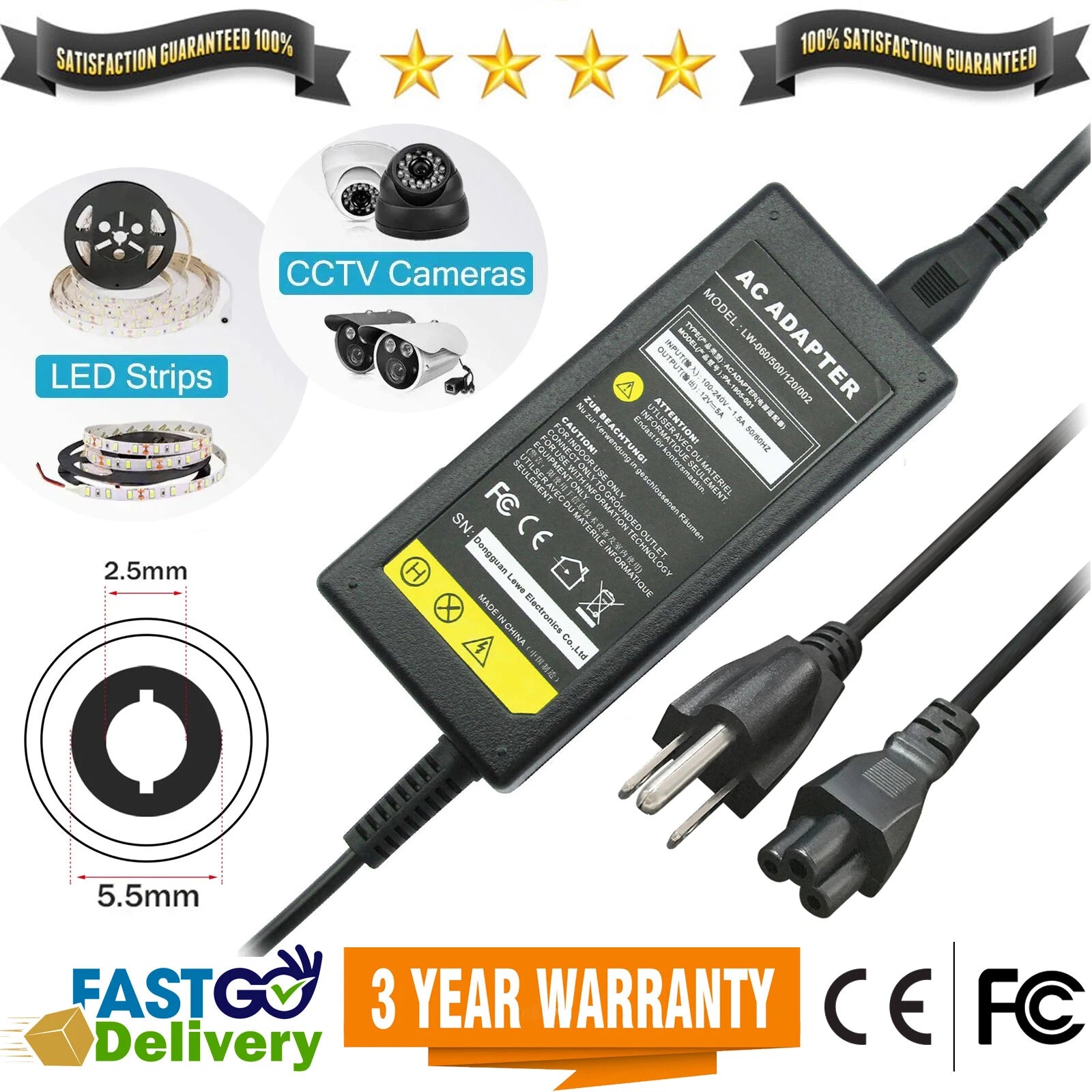 AC Adapter Charger For Insignia NS-32D311NA15 NS-32DD310NA15 32" HDTV Power Cord