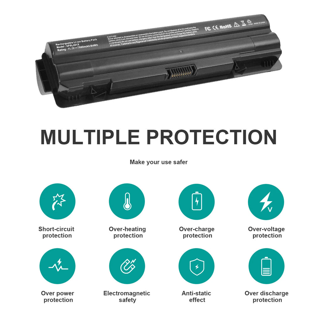 R795x XPS L702x L502x L501x Battery For Dell XPS 17 15 14 L701x L401X 7800mAh