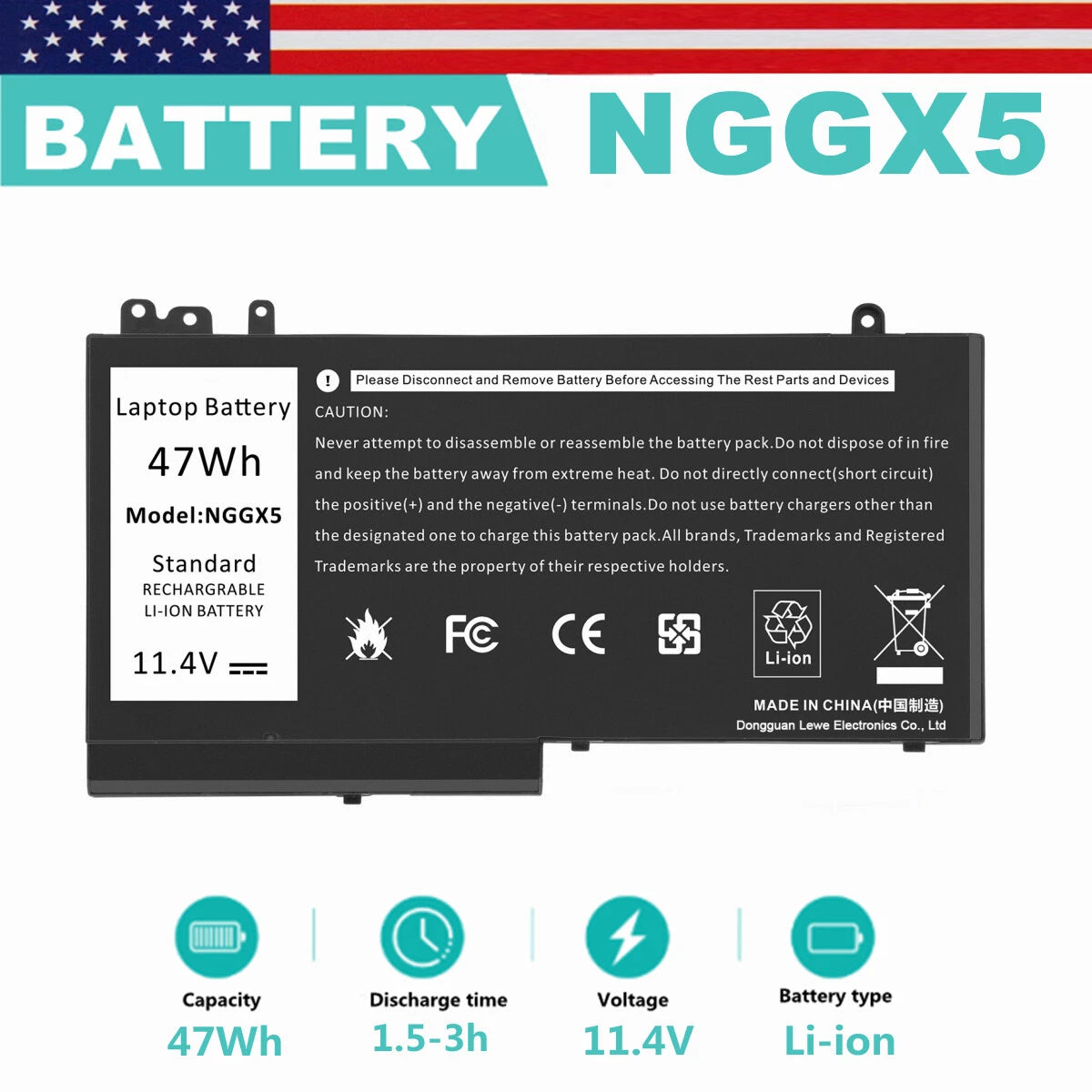 NGGX5 Battery For Dell Latitude E5270 E5470 E5570 Precision M3510 JY8DF 451-BBUM