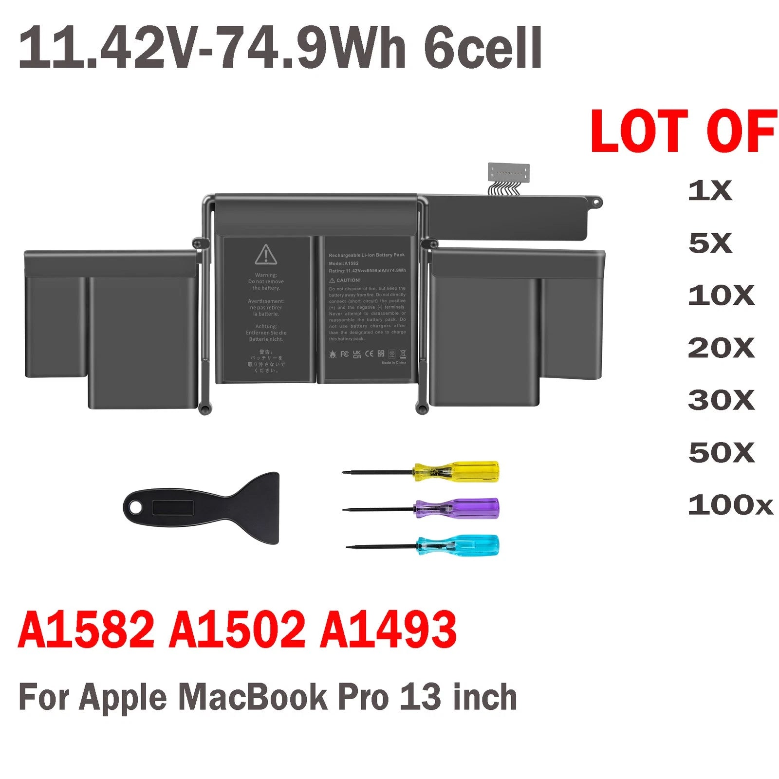 ??LOT Replace Battery A1493 For Apple Macbook Pro 13" A1582 A1502 2013 2014 2015