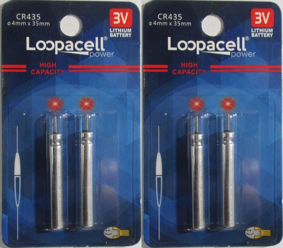 4 Loopacell CR435 435 Lithium 3V Pin Type Cell Fishing floats bobber Batteries