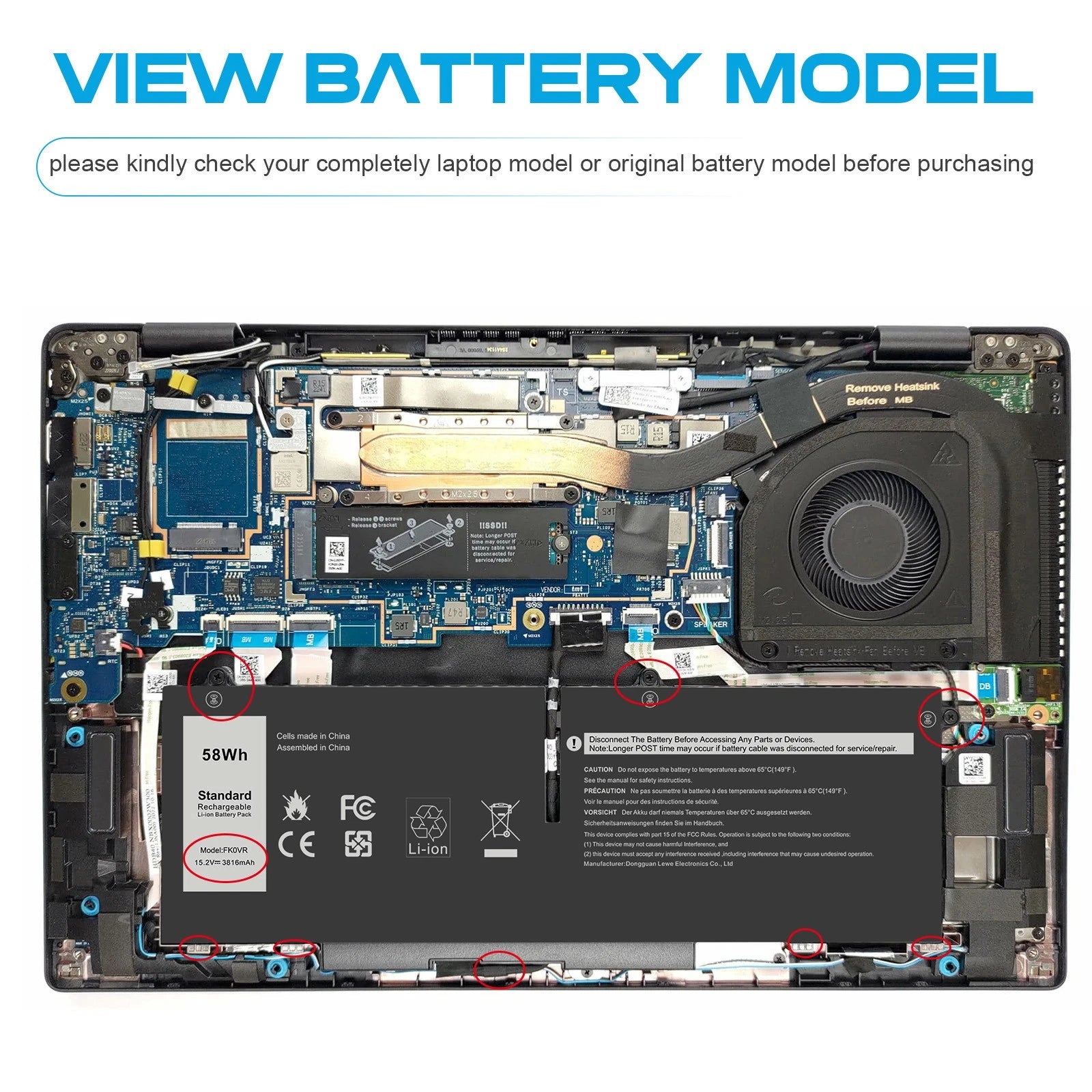 58Wh FK0VR Battery For Dell Latitude 5330 7330 7430 7530 Series