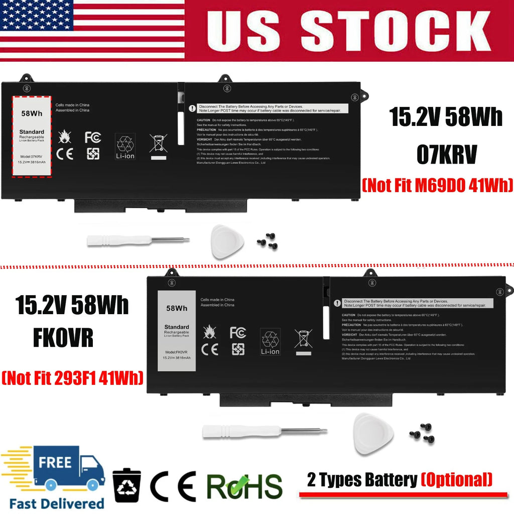 ?FK0VR/07KRV Battery for Dell Latitude 5330 5430 5530 7430 Precision 3570 H4PVC