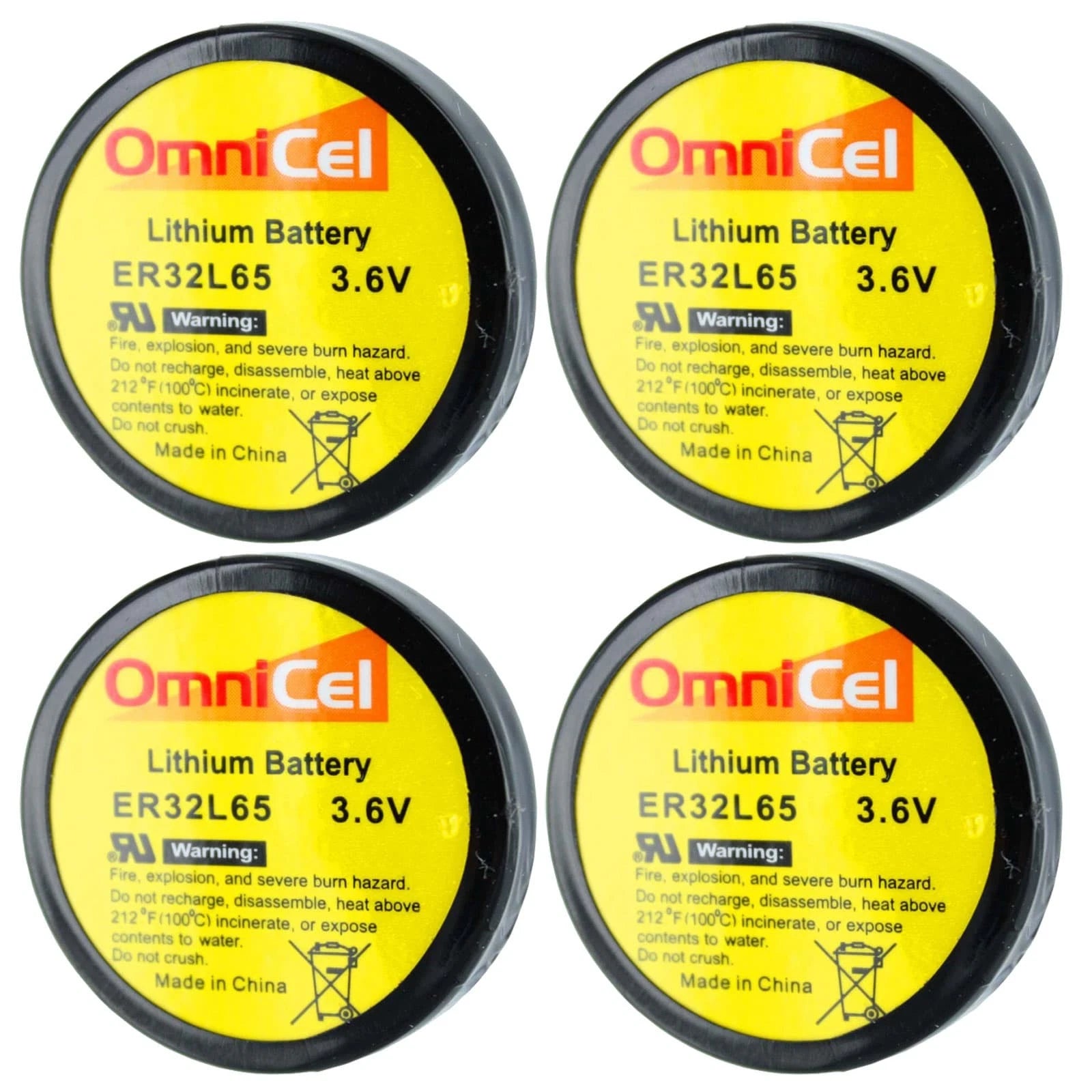 4x OmniCel ER32L65 3.6V 1Ah Sz 1/10D Lithium Battery Nickel Pins Sensors