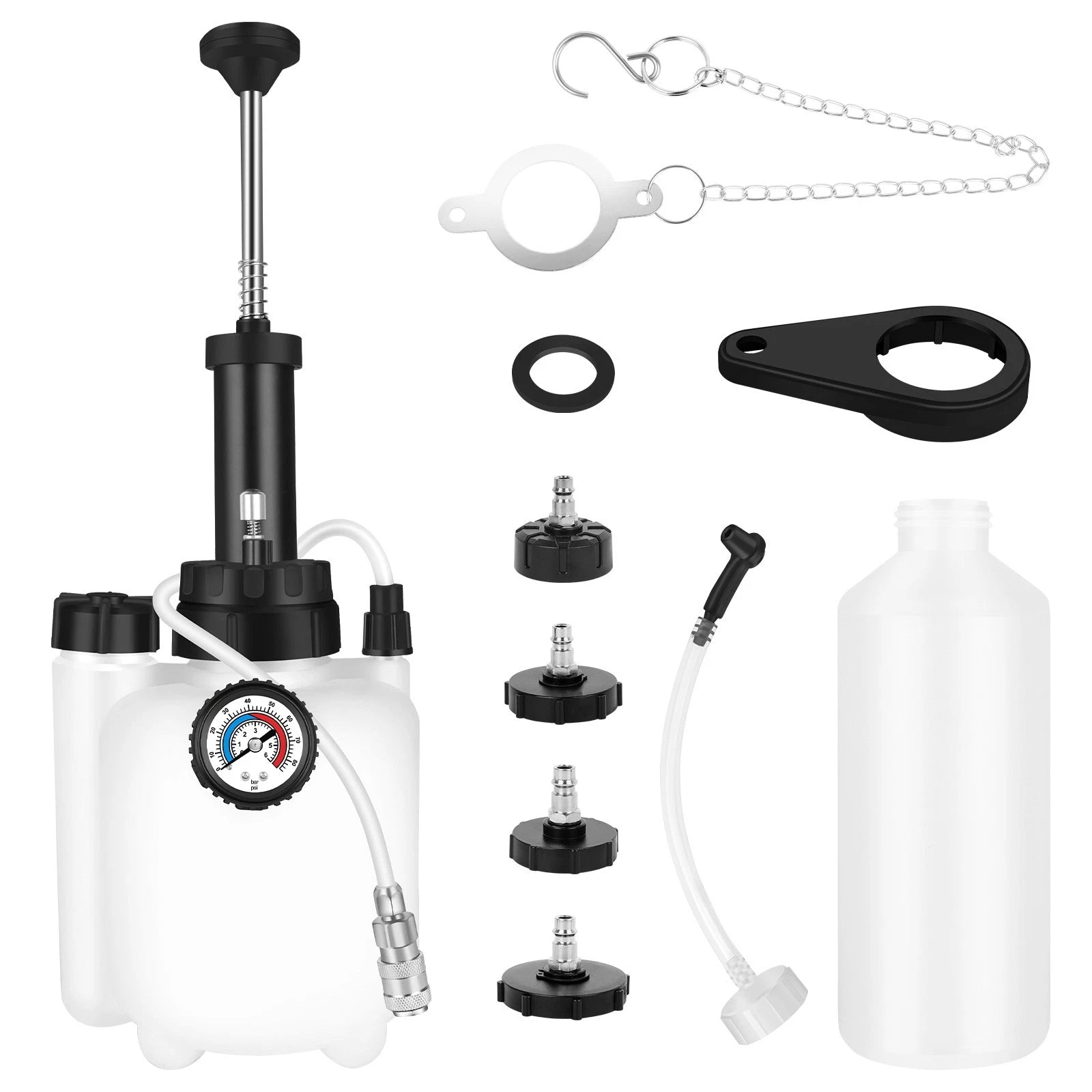 3+1L Manual Brake Bleeder Kit Oil Bottle Fluid Pressure Bleeding Vacuum Pump Set