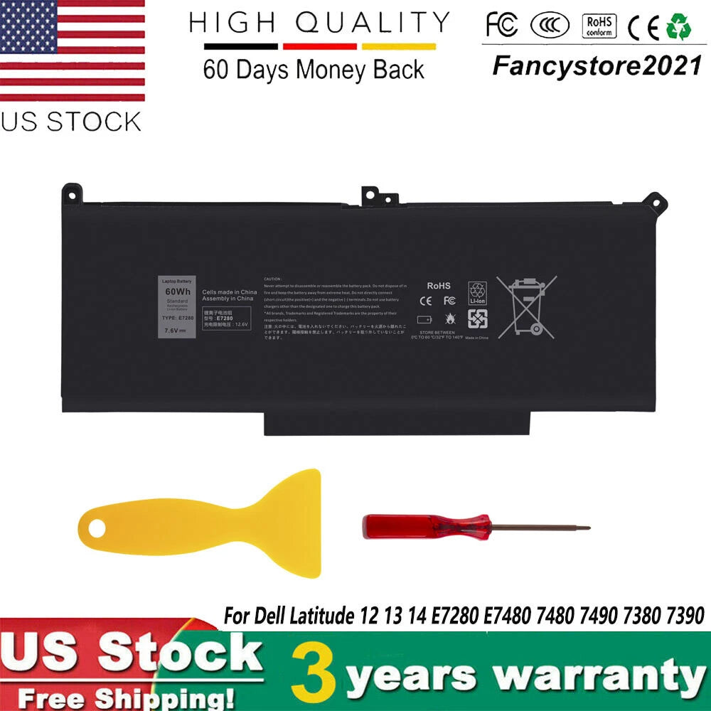 ? F3YGT DM3WC Battery For Dell Latitude 12 13 14 E7280 E7480 7480 7490 7380 7390