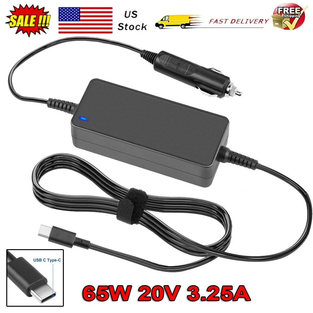 65W TYPE-C/USB-C Universal Car Laptop Adapter Charger For Macbook Samsung Lenovo