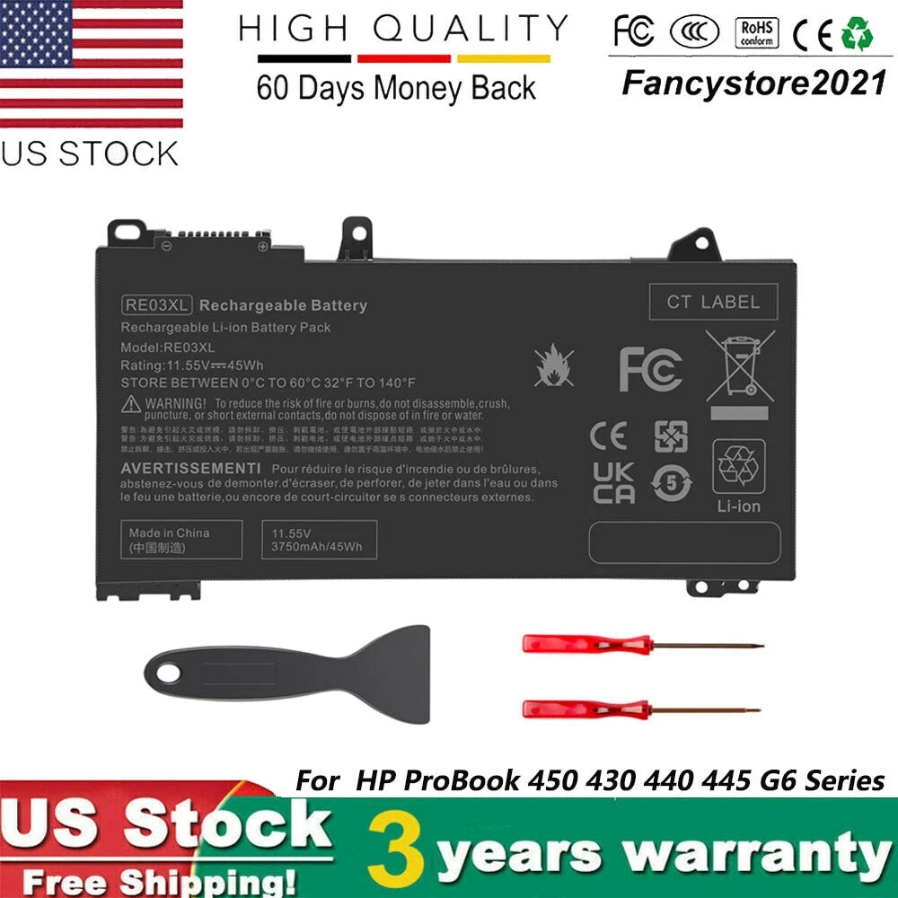 RE03XL L32656-005 Battery for HP ProBook 430 440 445 450 455R G6 L32407-AC1
