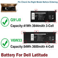 V6W33/G91J0 Battery for Dell Latitude 3320 3330 3420 3520 Vostro 15 3510 13 5310