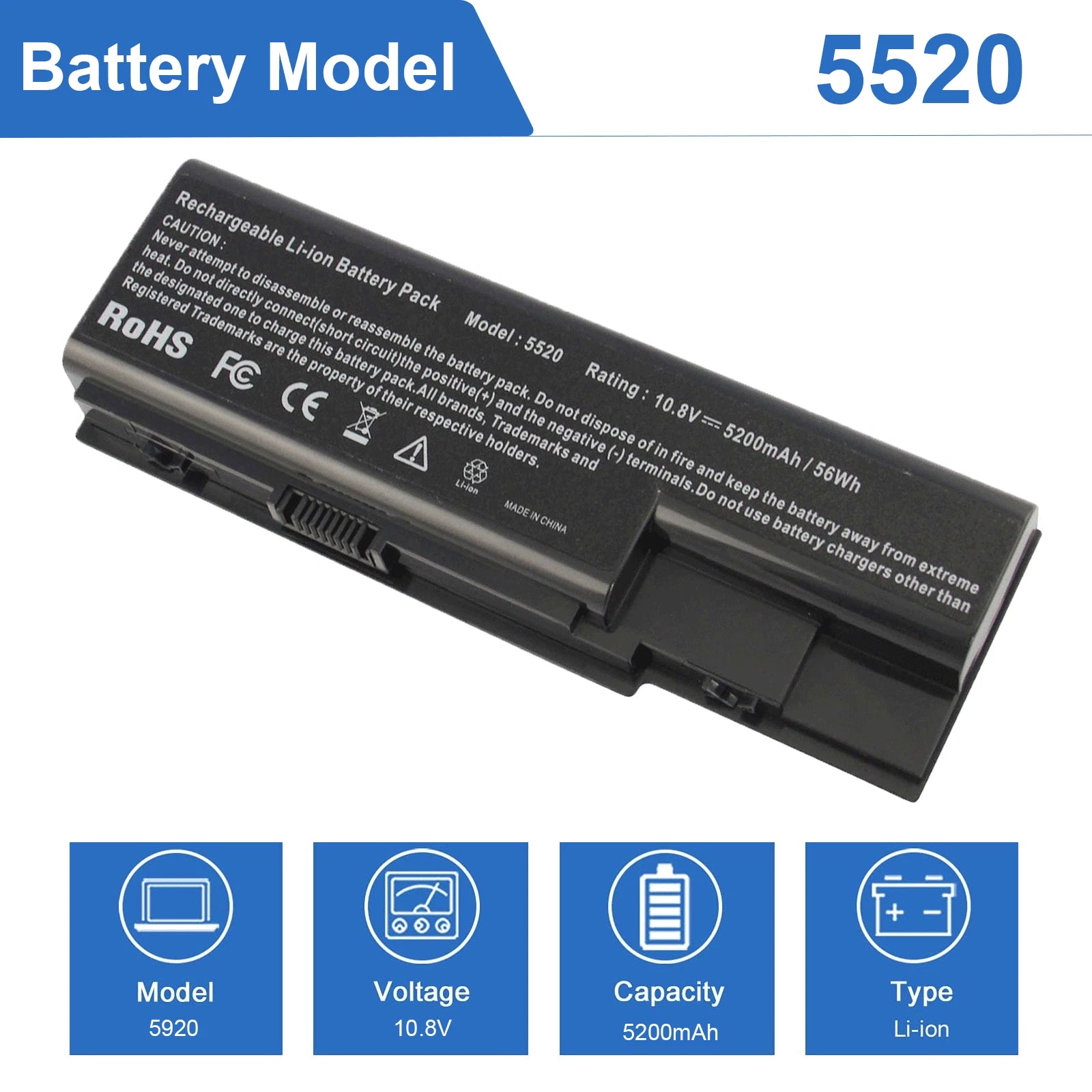 Spare Laptop Battery For Acer Aspire 5300 5315 5535 5920 6920 6930 8930 AS07B31