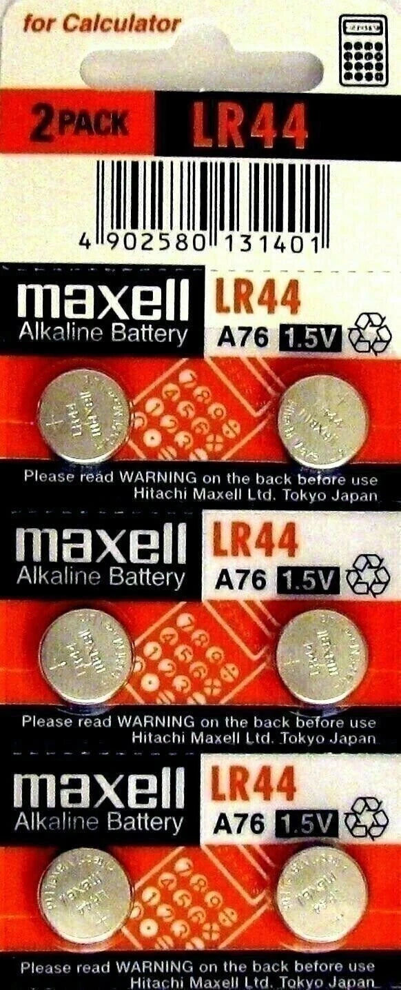 LR44 Maxell (6 piece) LR44 MAXELL A76 L1154 AG13 357 New Alkaline Battery