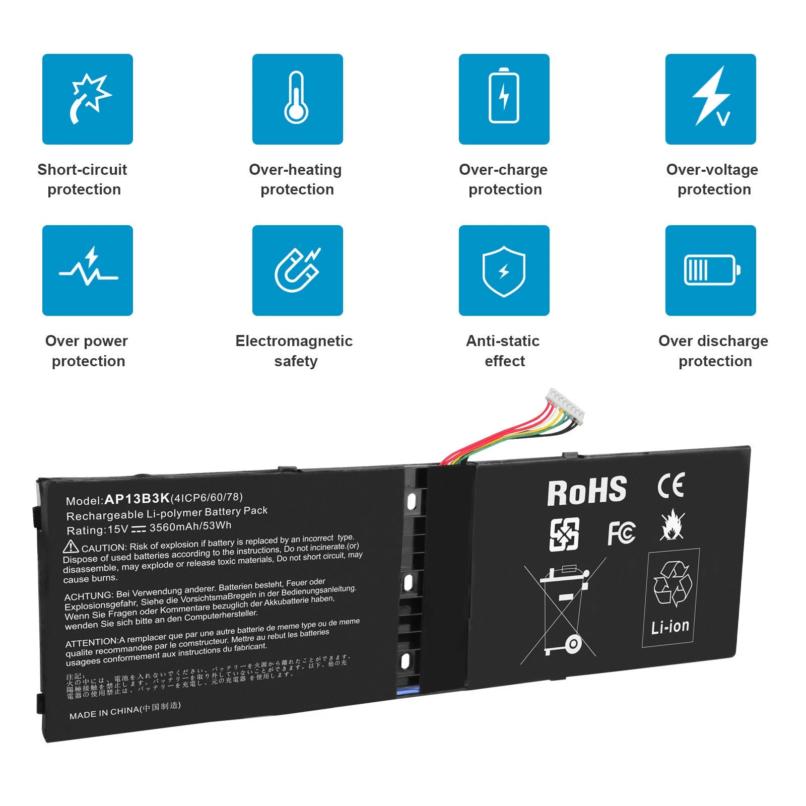 AP13B3K 4ICP6/60/78 Laptop Battery For Acer Aspire R7-571 R7-571G R7-572 R7-572G