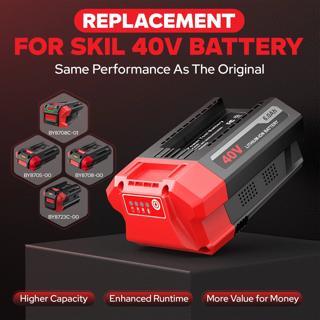 6.0Ah Lithium-ion Battery for SKIL 40V BY8708C-01,BY8705-00,BY8708-00,BY8723C-00