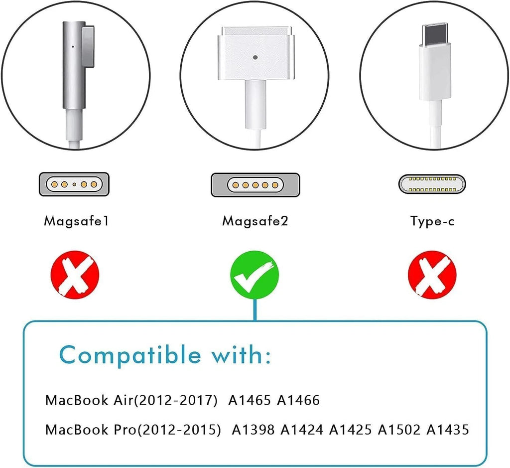 60W T-tip Adapter Charger For MacBook Air Pro For A1435 A1465 A1502 A1425 Mags 2