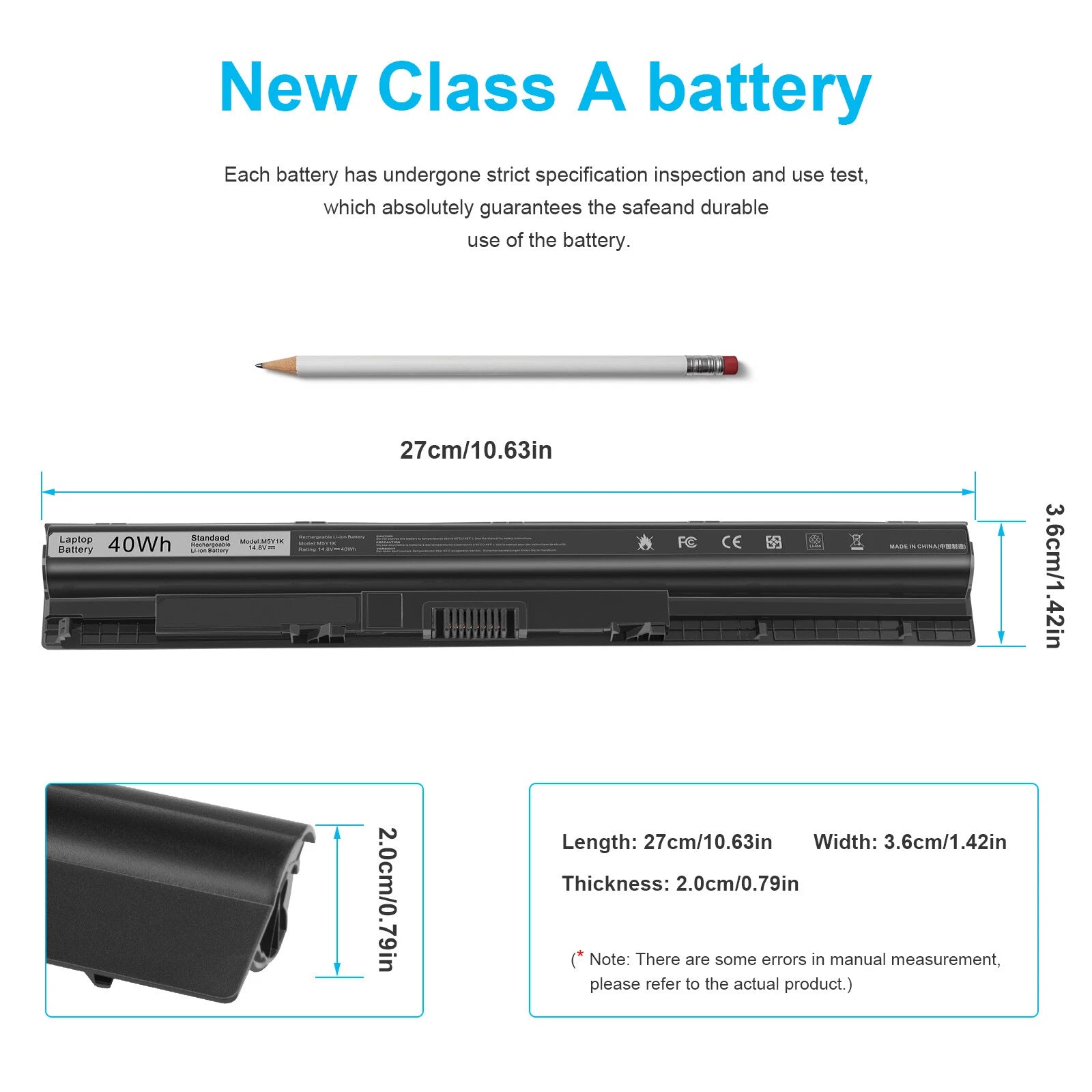 M5Y1K K185W Battery For Dell Inspiron 3451 3458 5455 5551 5555 5558 14.8V 07G07