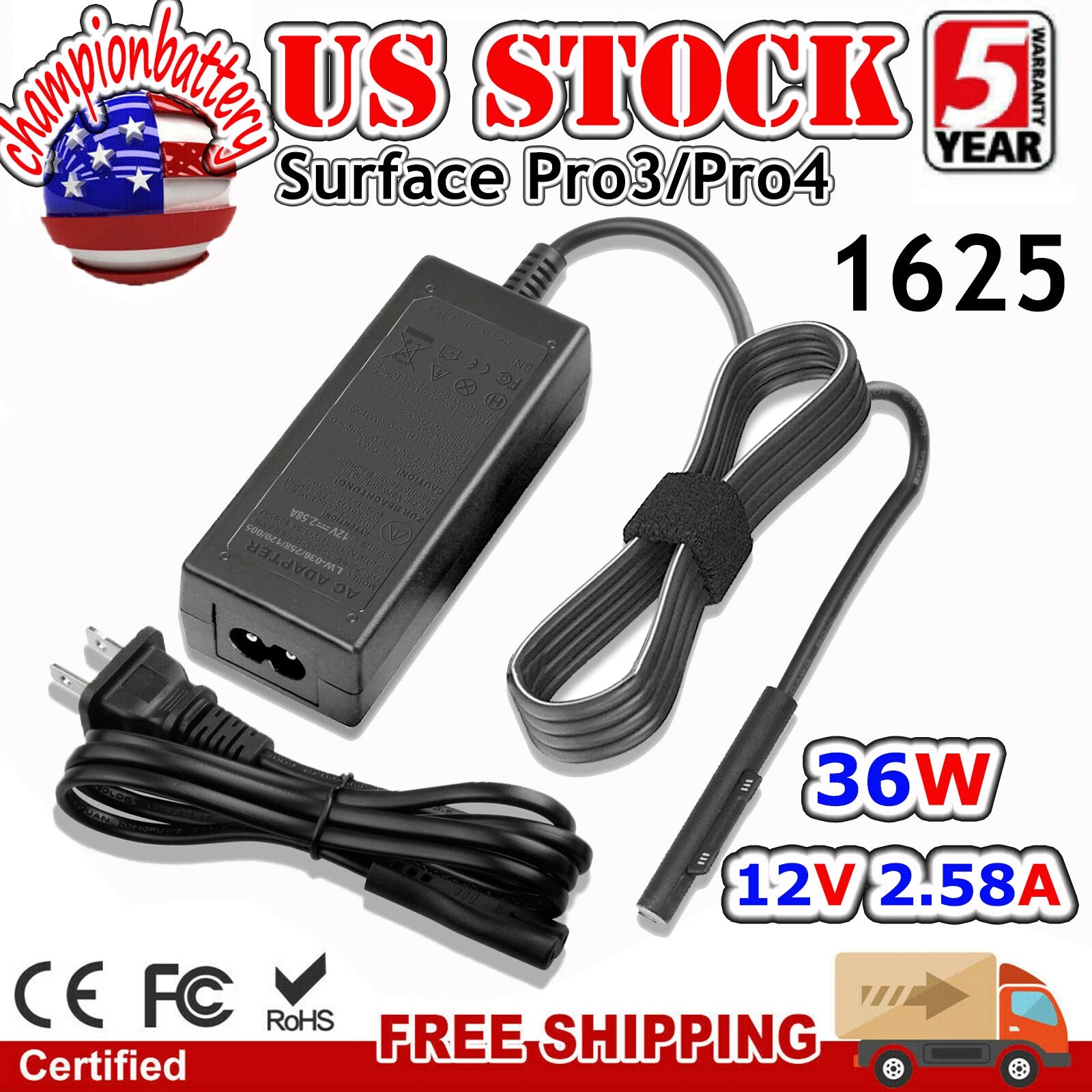 For Microsoft Surface Pro 4 3 Tablet Power Supply 1625 Adapter 12V 30W Charger
