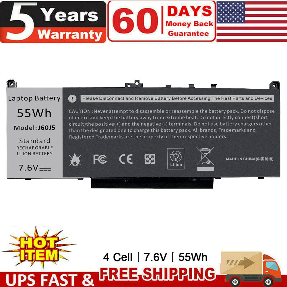 E7470 Battery For Dell Latitude E7270 J60J5 0MC34Y MC34Y 451-BBSY 7.6V 55Wh