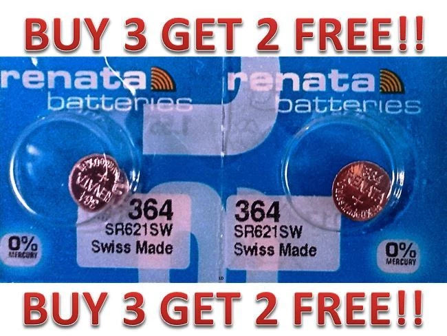 364 RENATA WATCH SR621SW BATTERY (2 piece) FREE SHIPPING BUY 3 GET 2 FREE!!