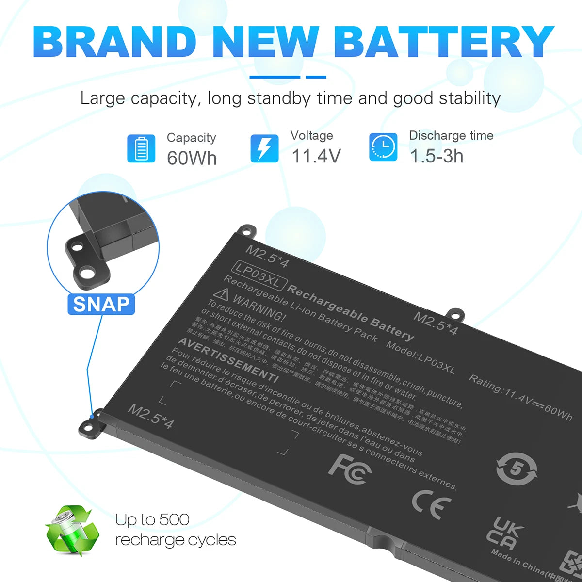 LP03XL Battery For HP Envy M6 14-j104TX TPN-C122 807417-005 805094-005 60Wh