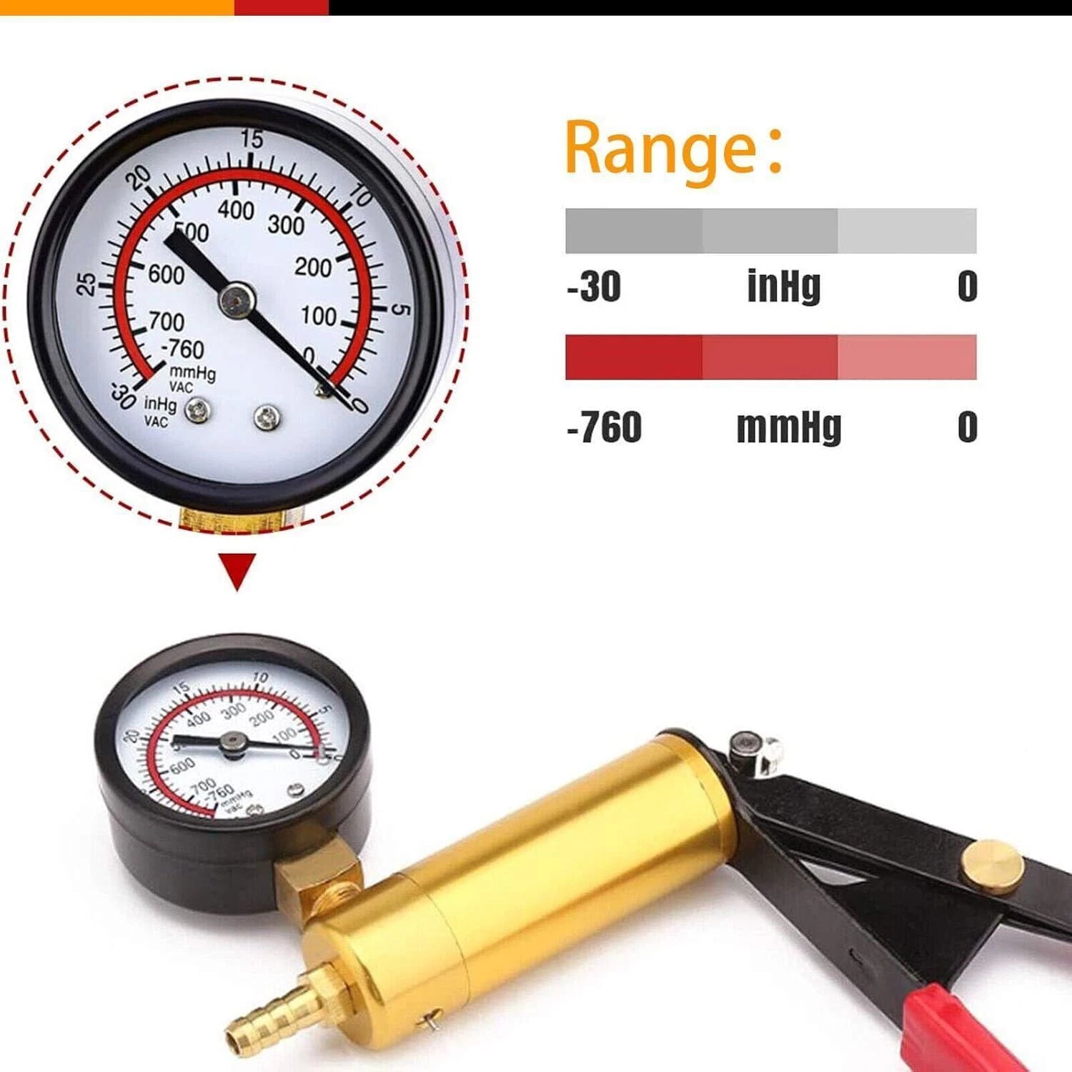 Manual Brake Bleeder Vacuum Pump Kit Automotive Fluid Tester with Gauge Adapters