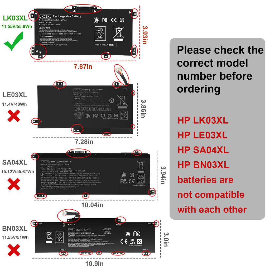 LK03XL Battery For HP Envy X360 15-bp 15-bq 15-cn 17-ae 17-ce 17-bw L09281-855