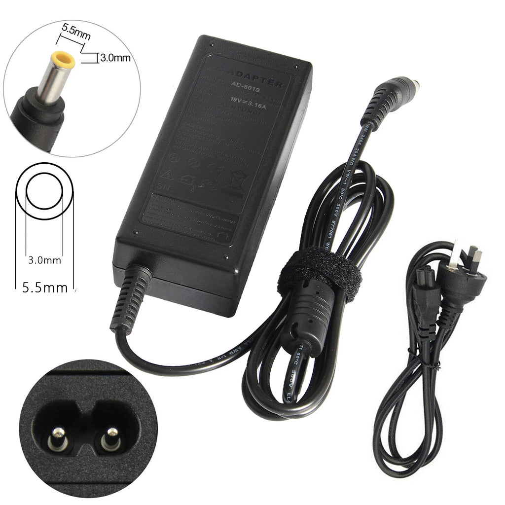 New AC Adapter Power Charger Cord for Samsung R540-JA09US RV510-A03US RV511-A01C
