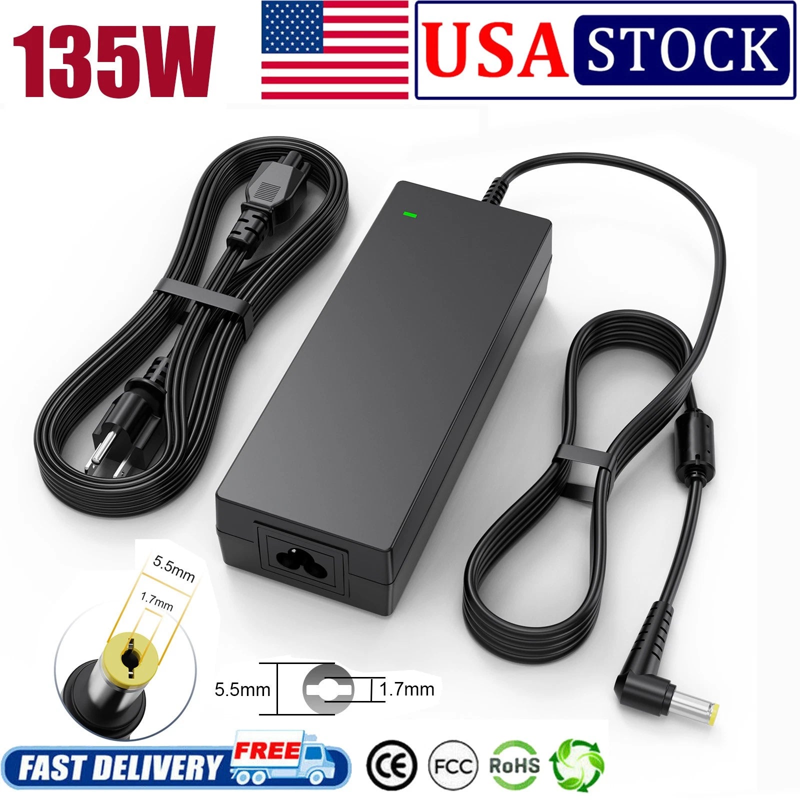 For Acer 135W AC Adapter PA-1131-16 for Acer Nitro 5 AN515-53-55G9 AN515-53-52FA
