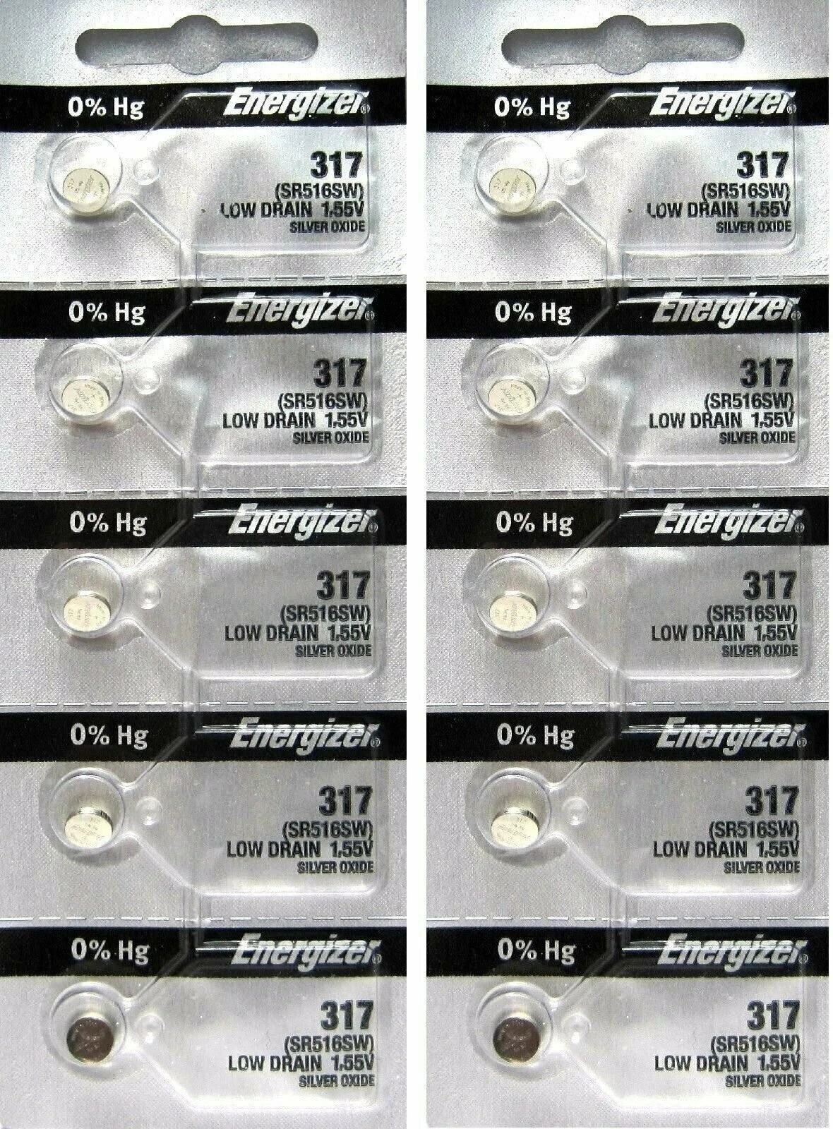 12 Energizer 317 SR516SW Watch Batteries