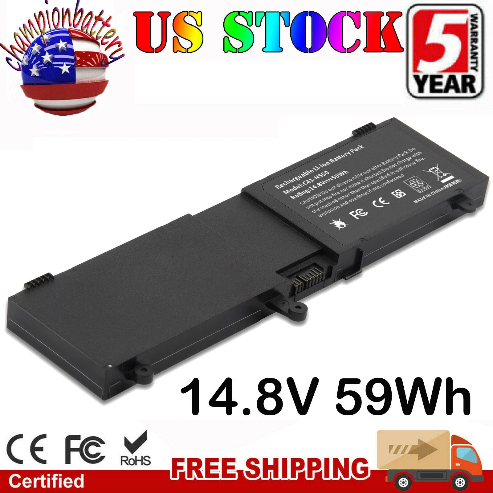 C41-N550 Battery for ASUS Q550L Q550LF G550 G550J G550JK N550JK N550JA N550JV