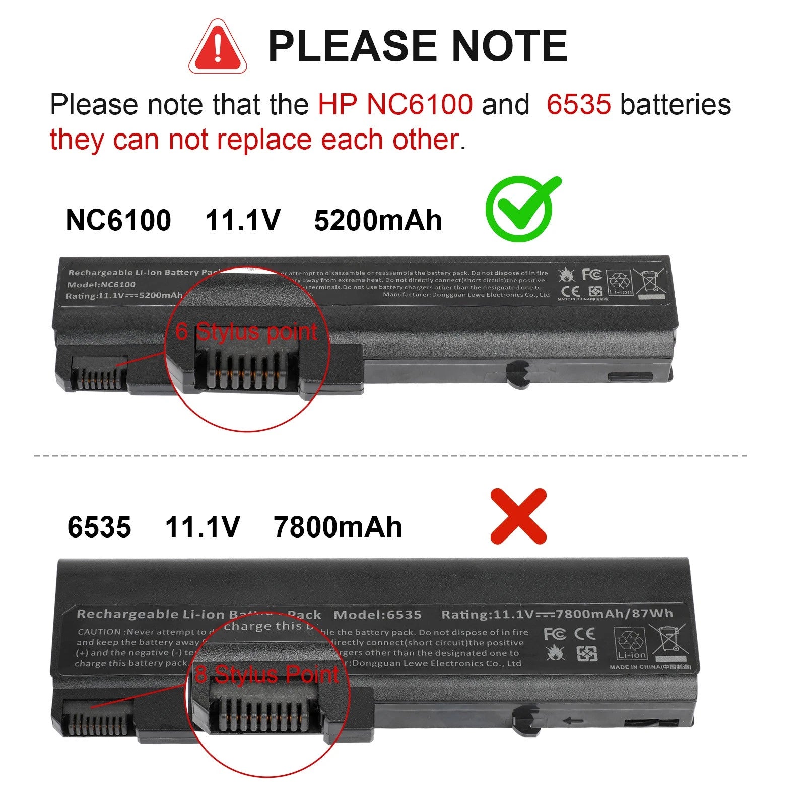 Battery for HP Compaq 6510b 6515b 6710b 6710s 6715s 6715b 6910p NC6100 NX5100