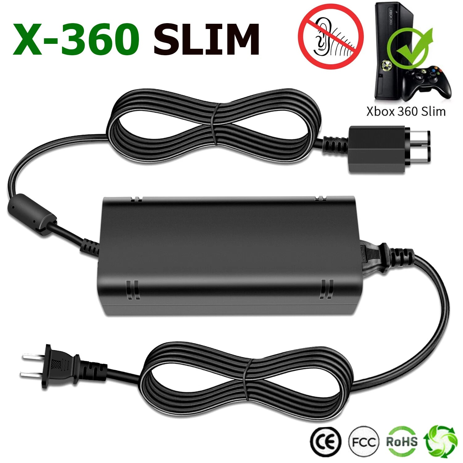 New SLIM AC Power Supply Brick Charger Adapter Cable Cord for Microsoft Xbox 360