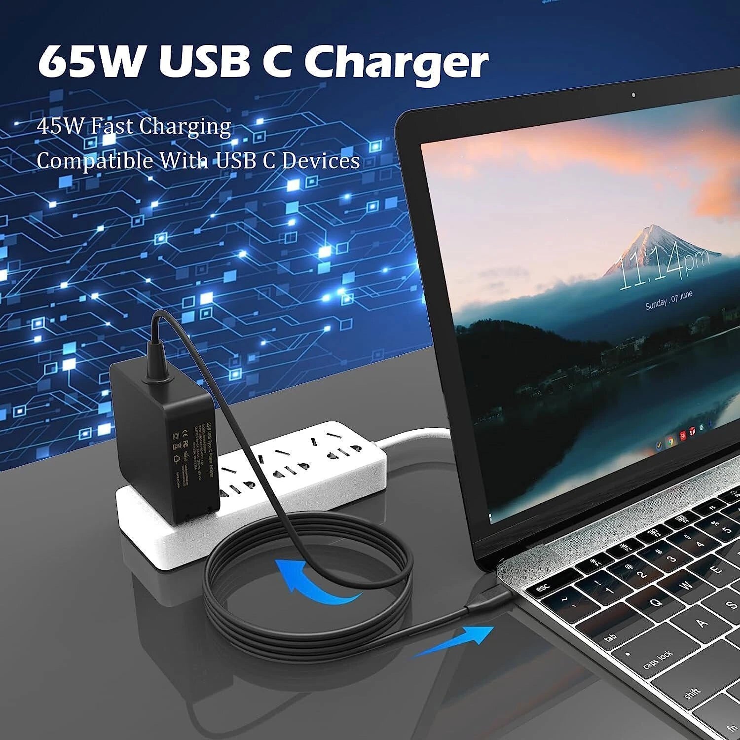 65W USB-C Charger for Dell Latitude 5420 7410 7420 7400 5520 7320 5320 5300 5285