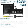 ?Replacement Battery C31N1703 For Asus Zenbook Flip UX561U Q525U UX561UA UX561UN