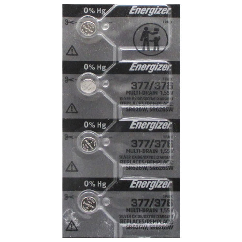 4 FRESH NEW ENERGIZER 377 376 SR626SW SR626W WATCH BATTERY SILVER OXIDE BATTERY