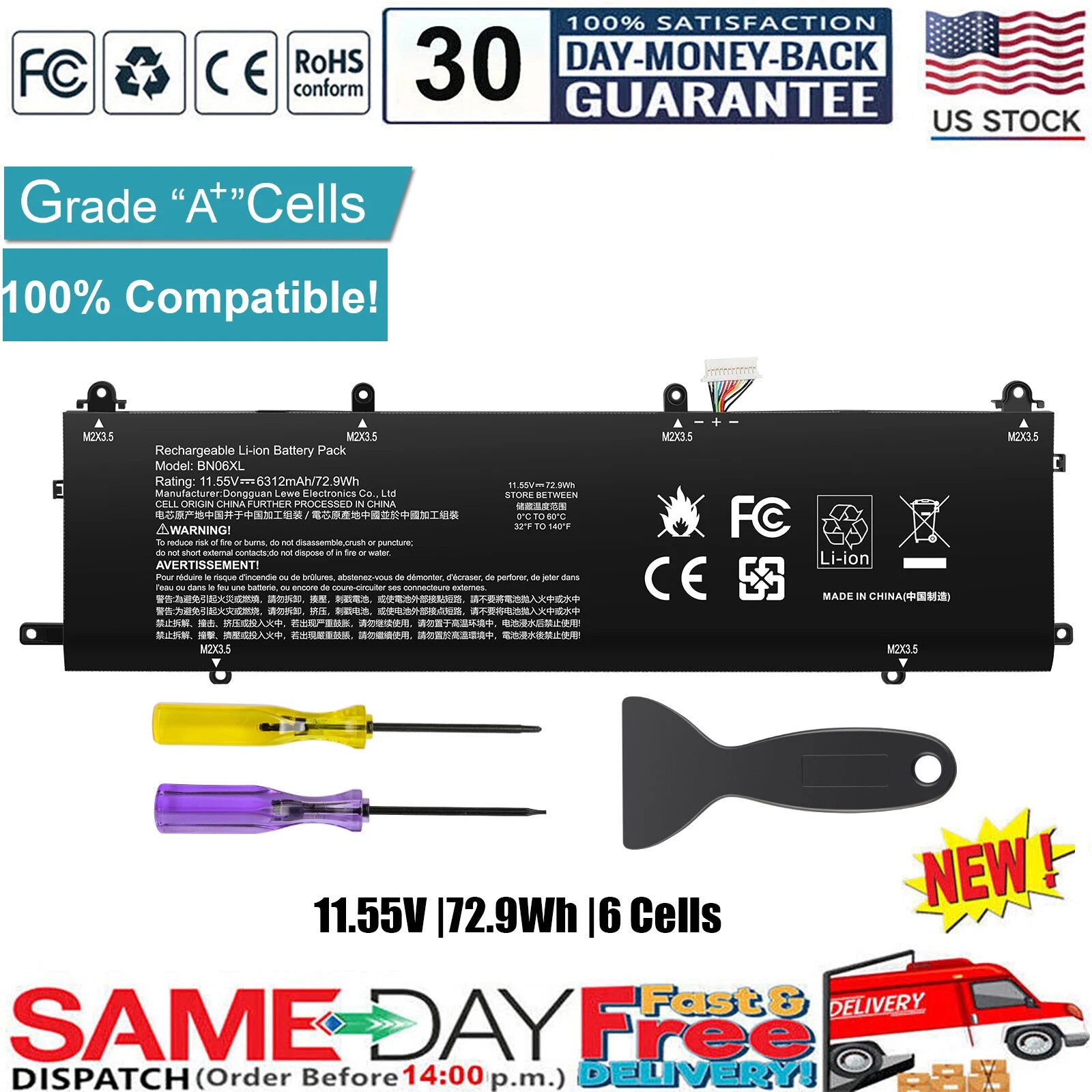 BN06XL Battery for HP Spectre X360 Convertible 15-EB Serie L68299-005 HSTNN-IB9A