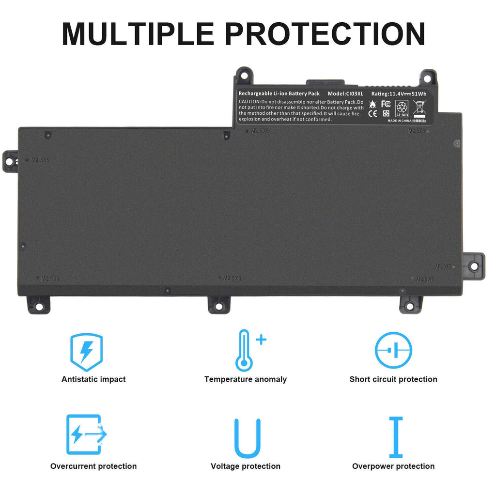 11.4V 51Wh CI03 CI03XL Battery for HP ProBook 640 645 650 655 G2 G3 801554-001