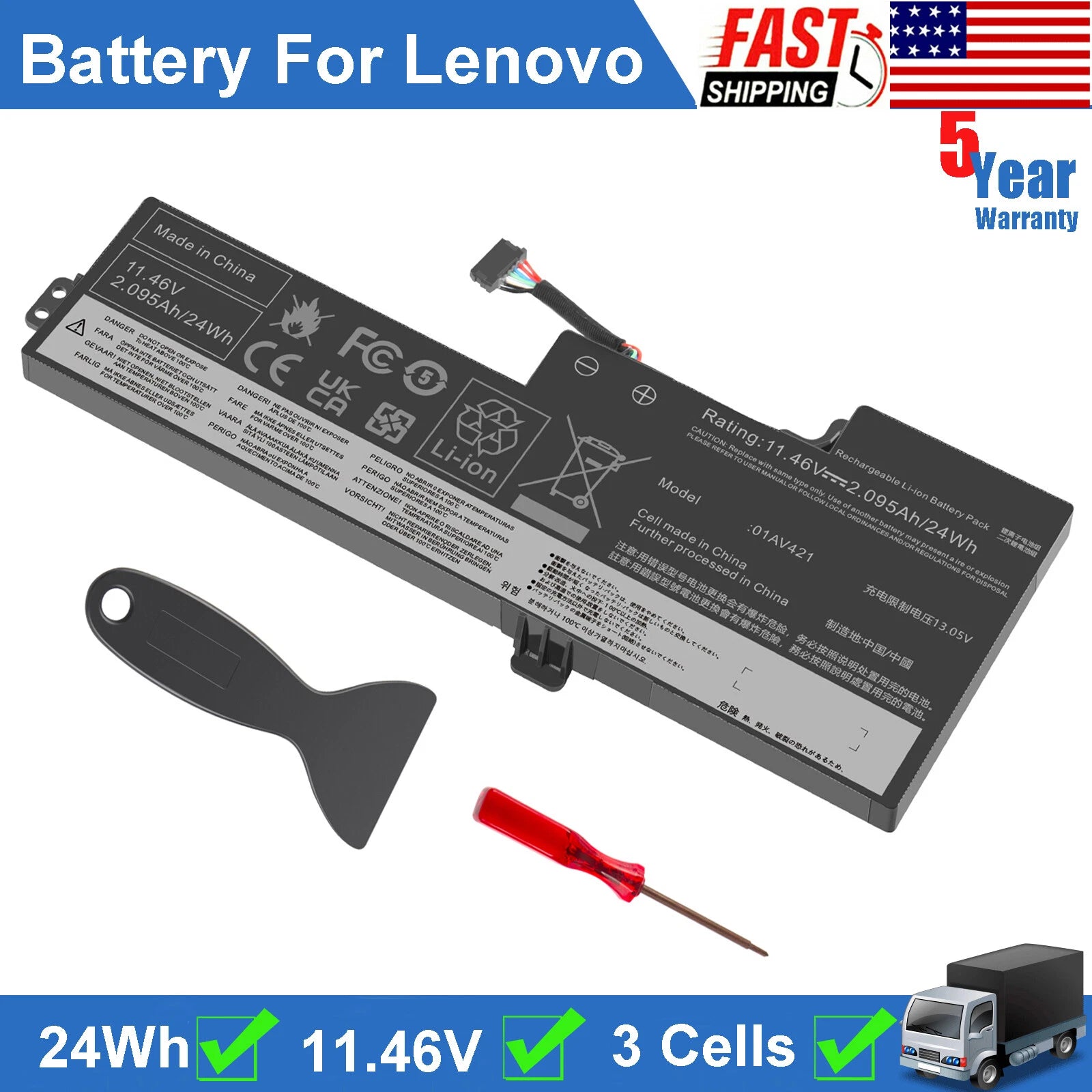 For Lenovo T470 T480 A475 01AV419, 01AV420, 01AV421, 01AV489 Laptop Battery NEW