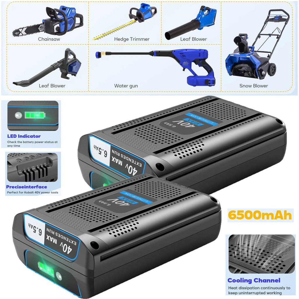 For Kobalt 40V MAX Li-Ion Battery KB440-03 KB540-06 KB640-06 KB540C-06 6.5 Ah