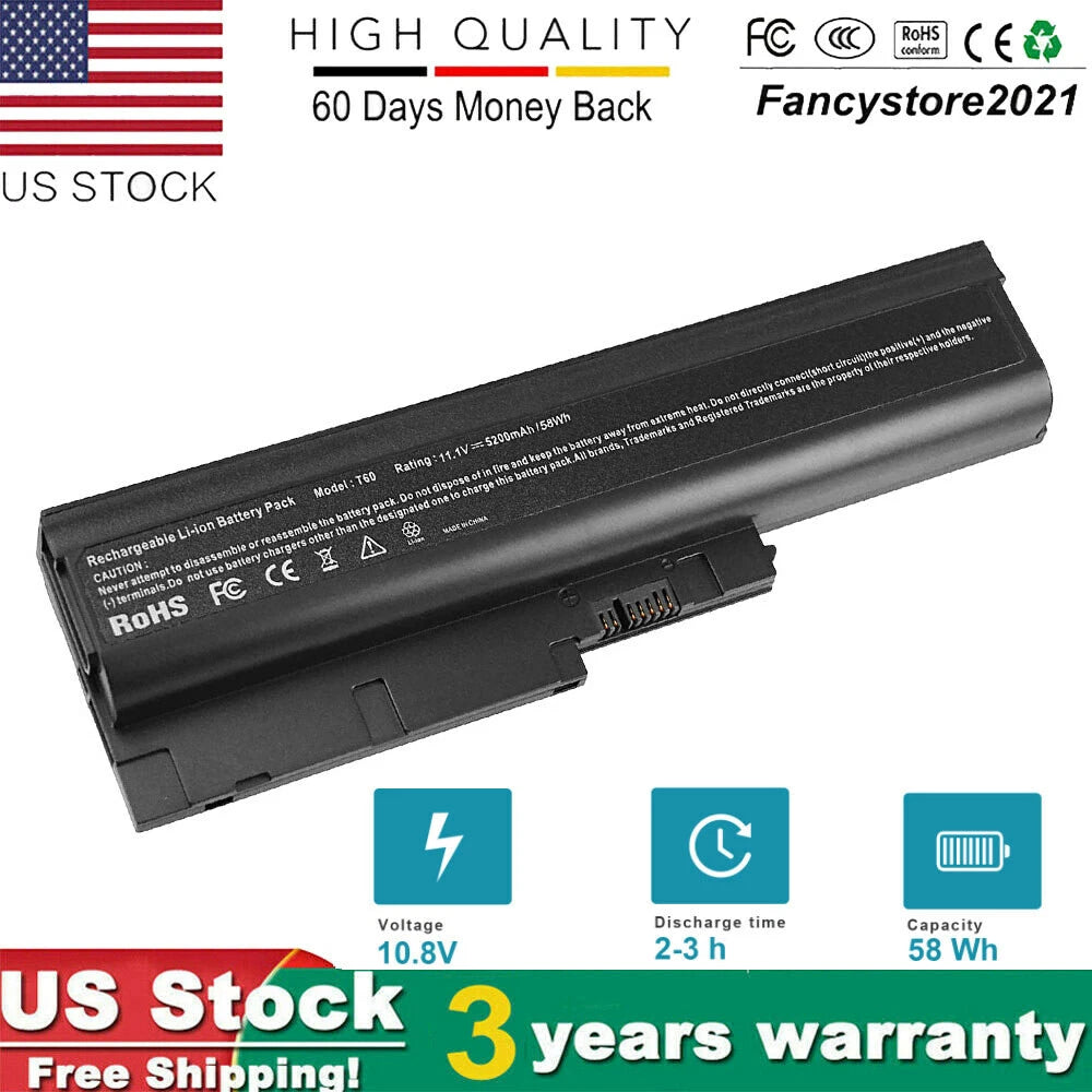 ?New Battery For IBM ThinkPad R60 R61 R61I R61E T60 T60P T61 T61P T500 W500 Z60M