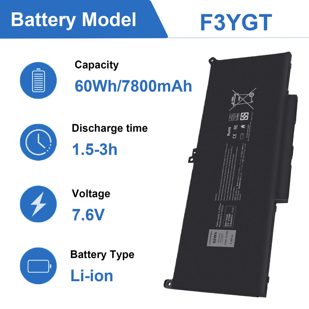 ??F3YGT Battery For Dell Latitude 12 13 14 E7480 E7280 7000 7480 7490 7380 7390