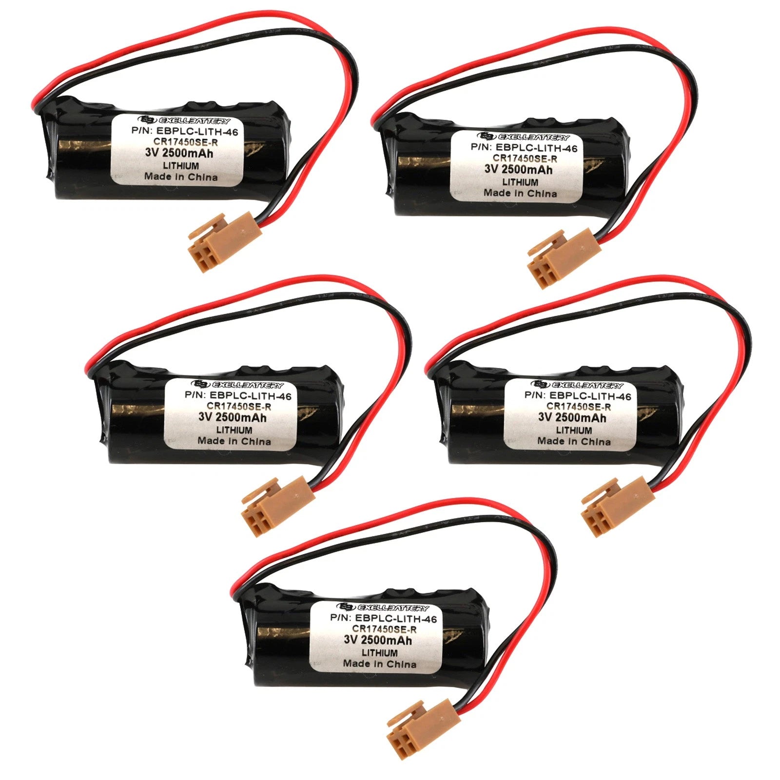 5x CPU PLC Batteries For Newark 25C3891, Sanyo 17450ER-CX, CR17450SER