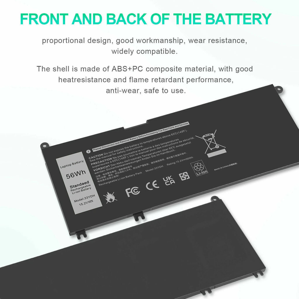 33YDH Battery for Dell Inspiron 17 7000 7773 7779 7778 7786 2-in-1 Series 56Wh