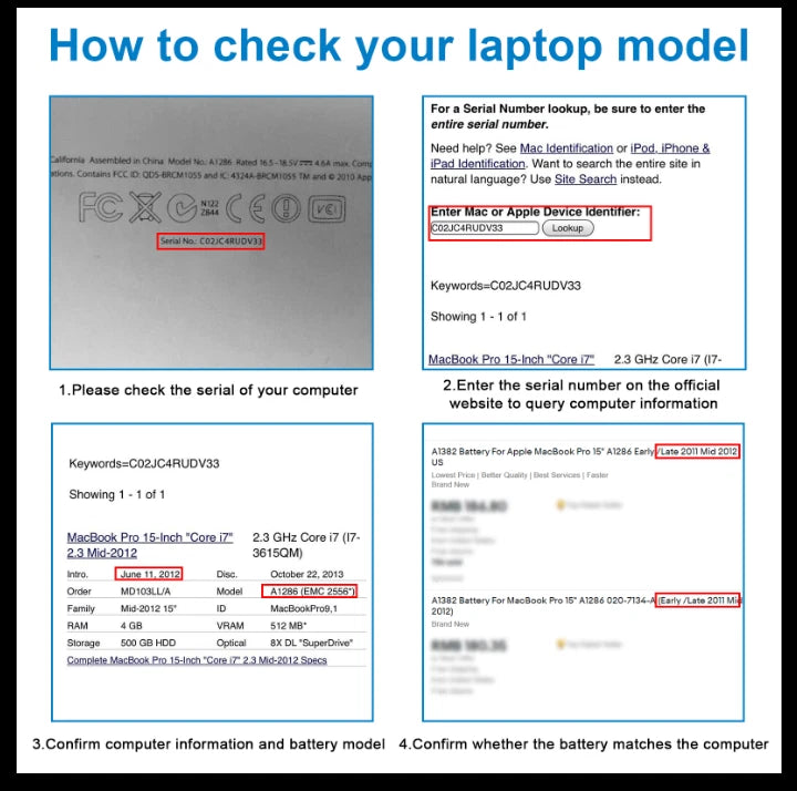 ?A1382 Laptop Battery For Apple MacBook Pro 15" A1286 Early /Late 2011 Mid 2012