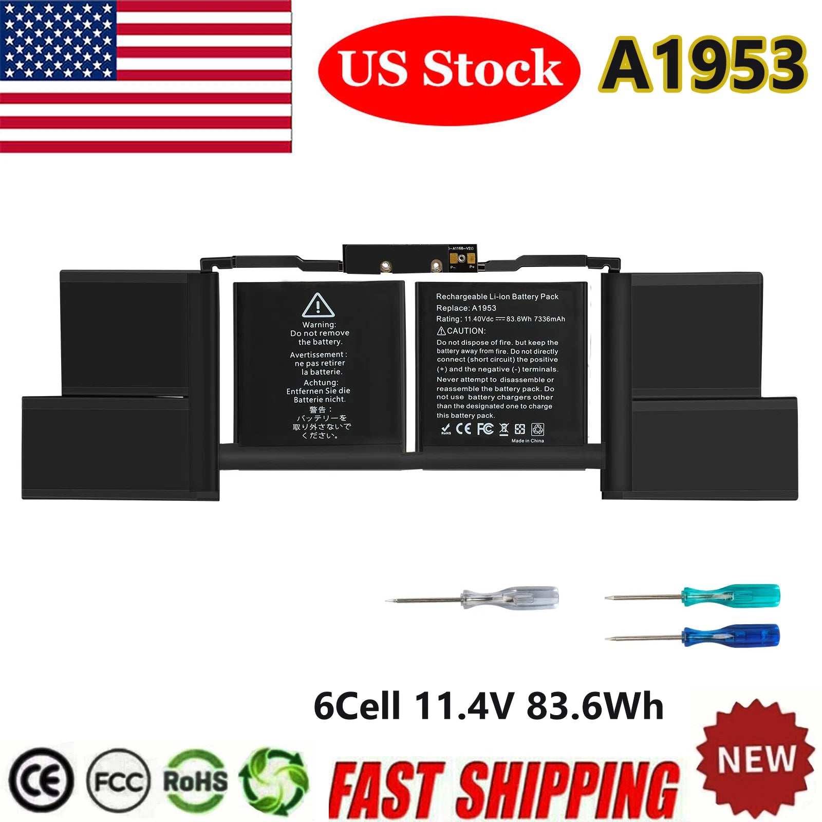 A1953 Battery for Apple MacBook Pro 15 Inch A1990 Mid 2018 2019 EMC 3215 3359