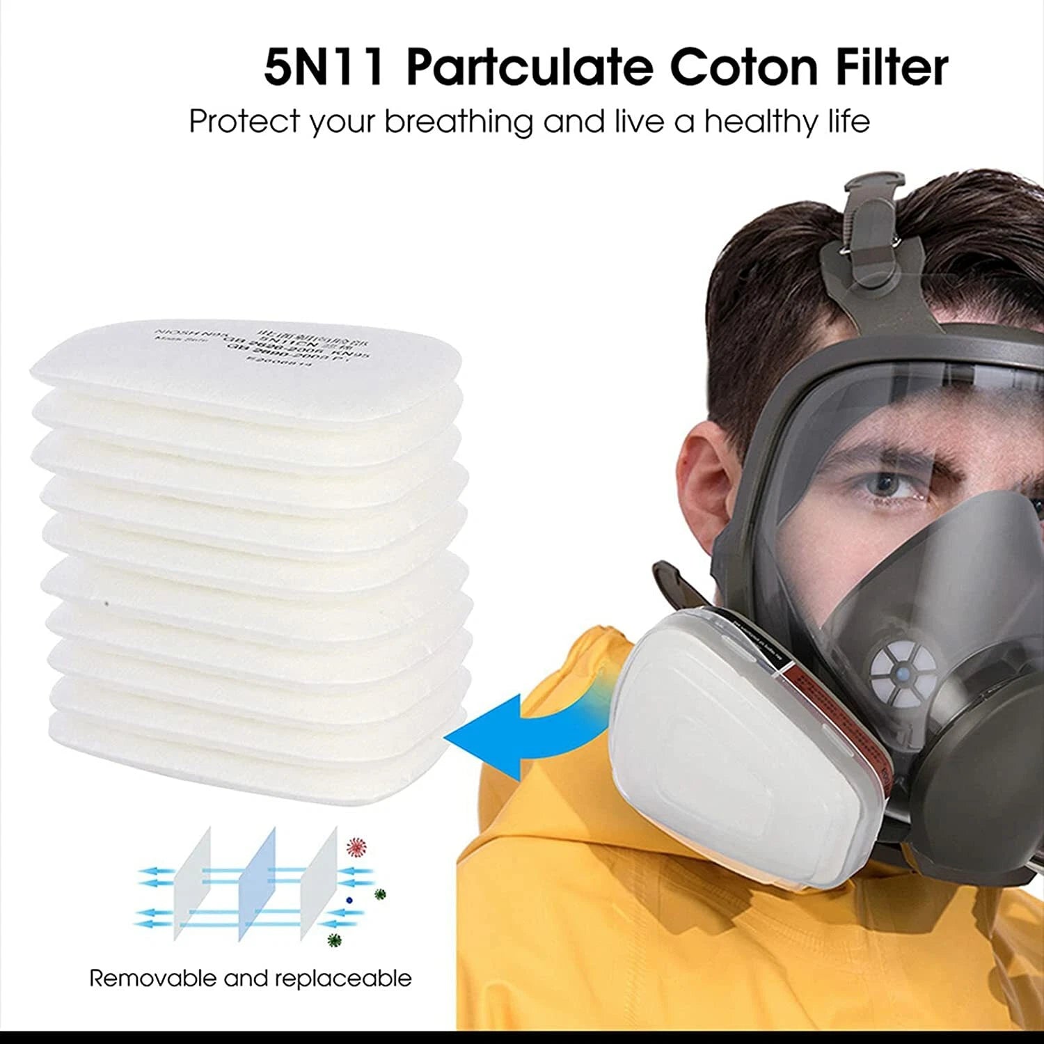 10/20/50Pcs 5N11 Cotton Filter For 6200 7000 7502 7501 Series Respirator Filters