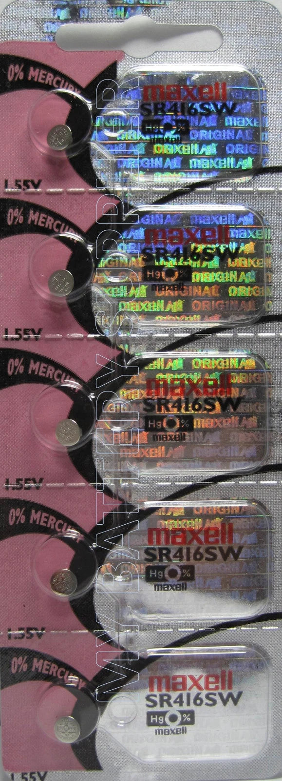Maxell SR416SW Button Cell 1.55V Batteries x 5